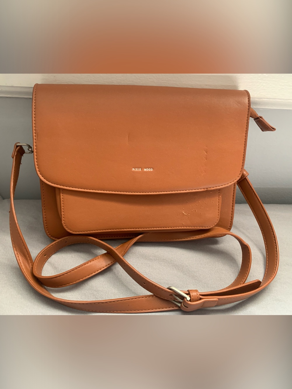 Women's Tan Crossbody Bag - Sleek Faux Leather Crossbody Bag